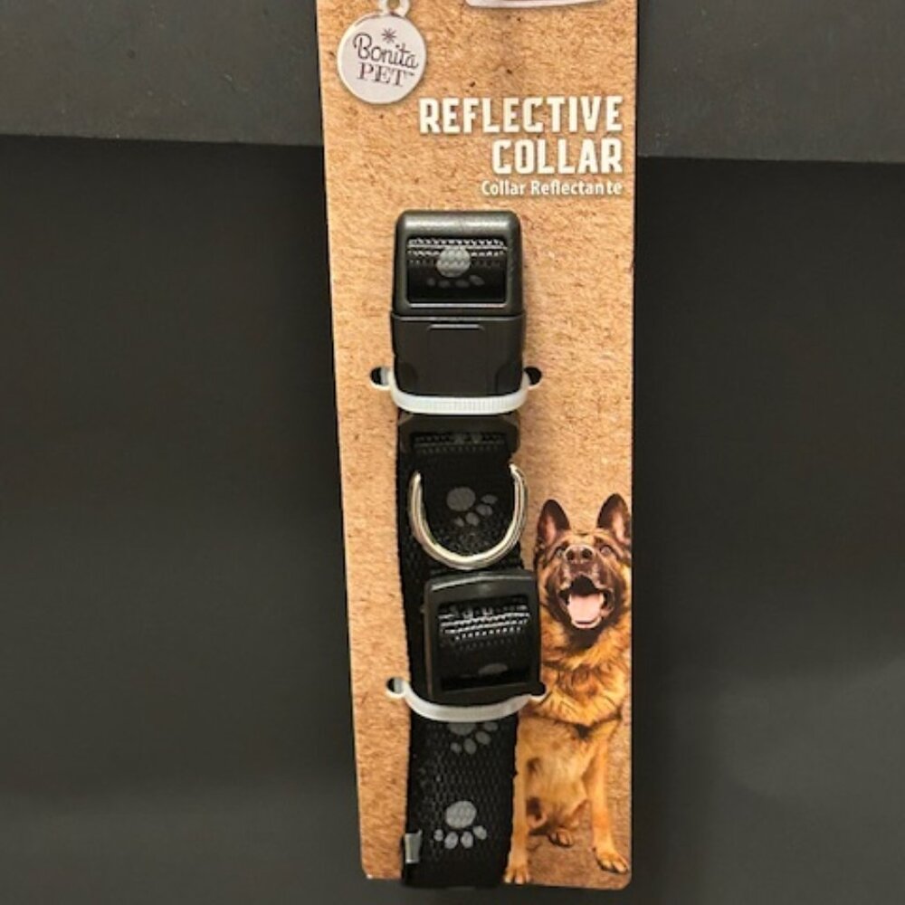 Bonita Pet Reflective Black Collar 12.18in/30-45.7cm